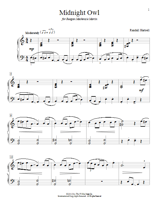 Randall Hartsell Midnight Owl Sheet Music