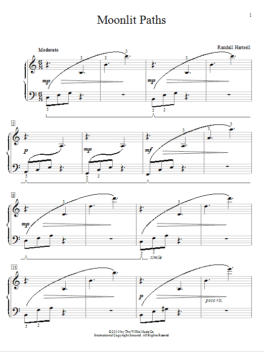 Randall Hartsell Moonlit Paths Sheet Music