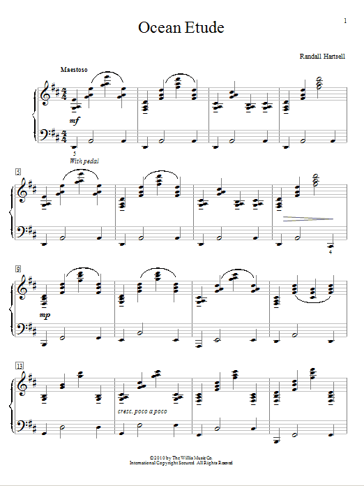 Randall Hartsell Ocean Etude Sheet Music