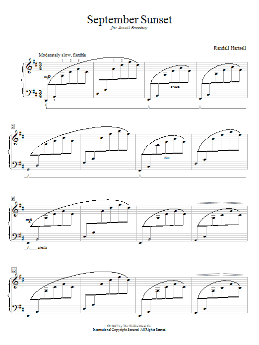 Randall Hartsell September Sunset Sheet Music