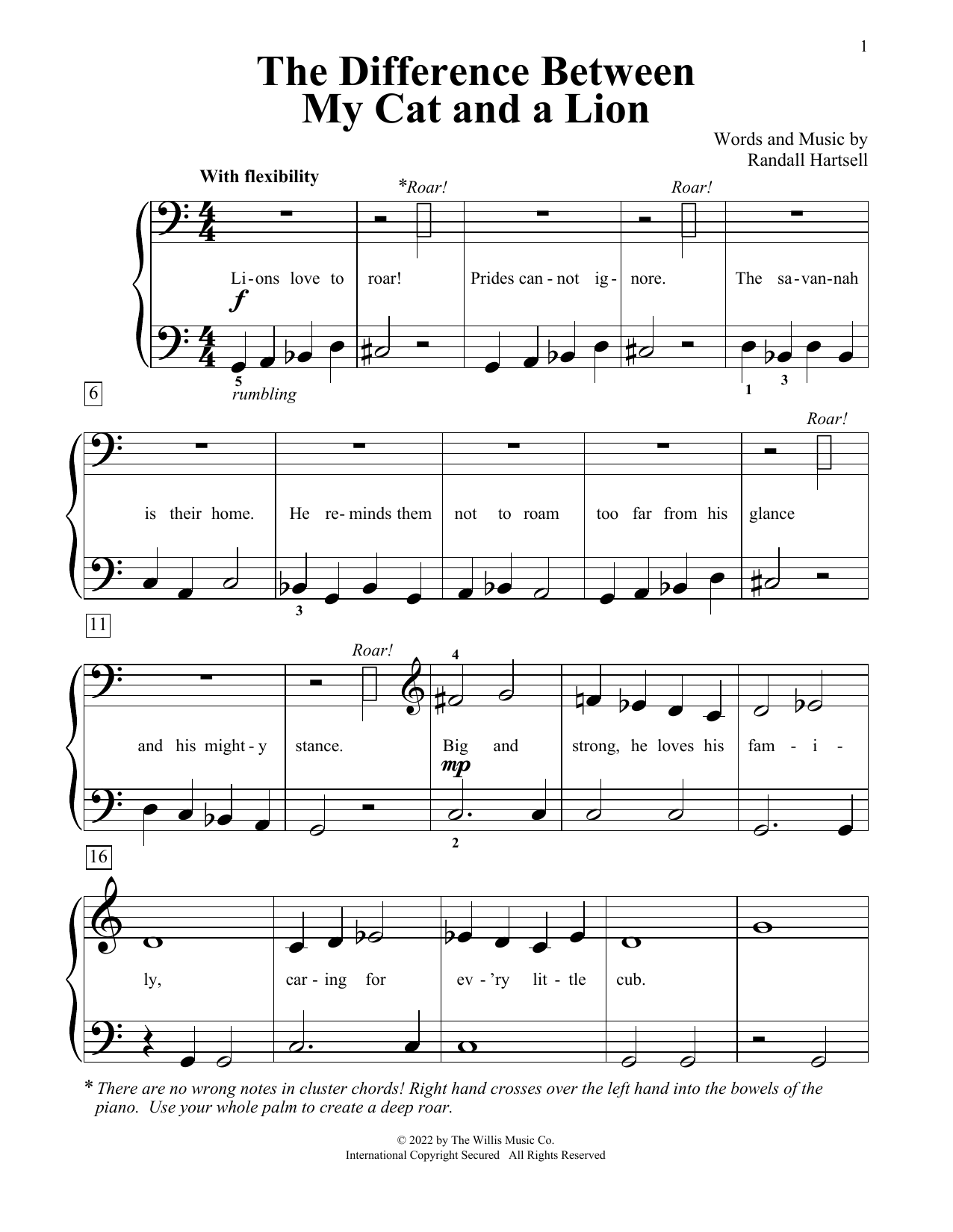 Randall Hartsell The Difference Between My Cat And A Lion Sheet Music