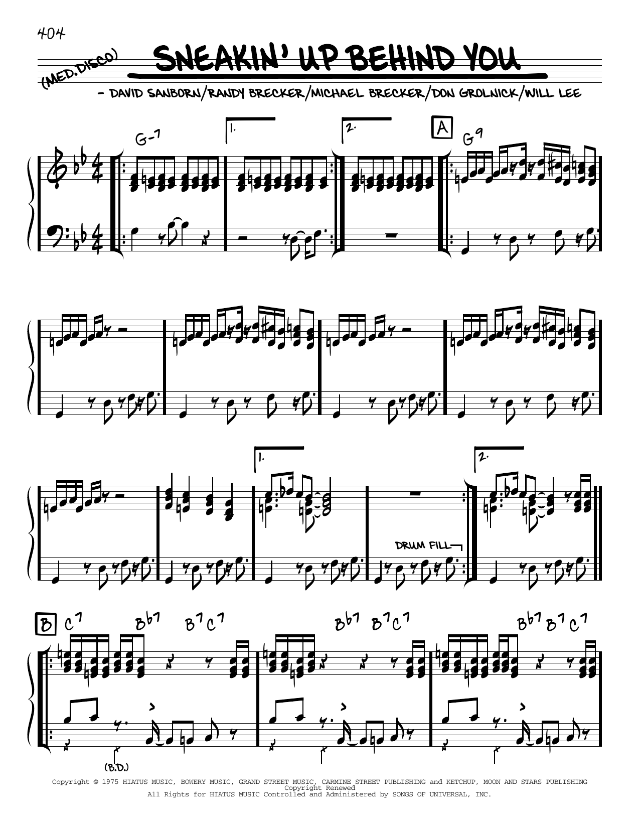 Randy Brecker Sneakin' Up Behind You Sheet Music
