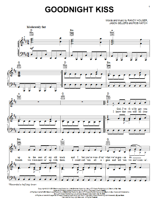 Randy Houser Goodnight Kiss Sheet Music