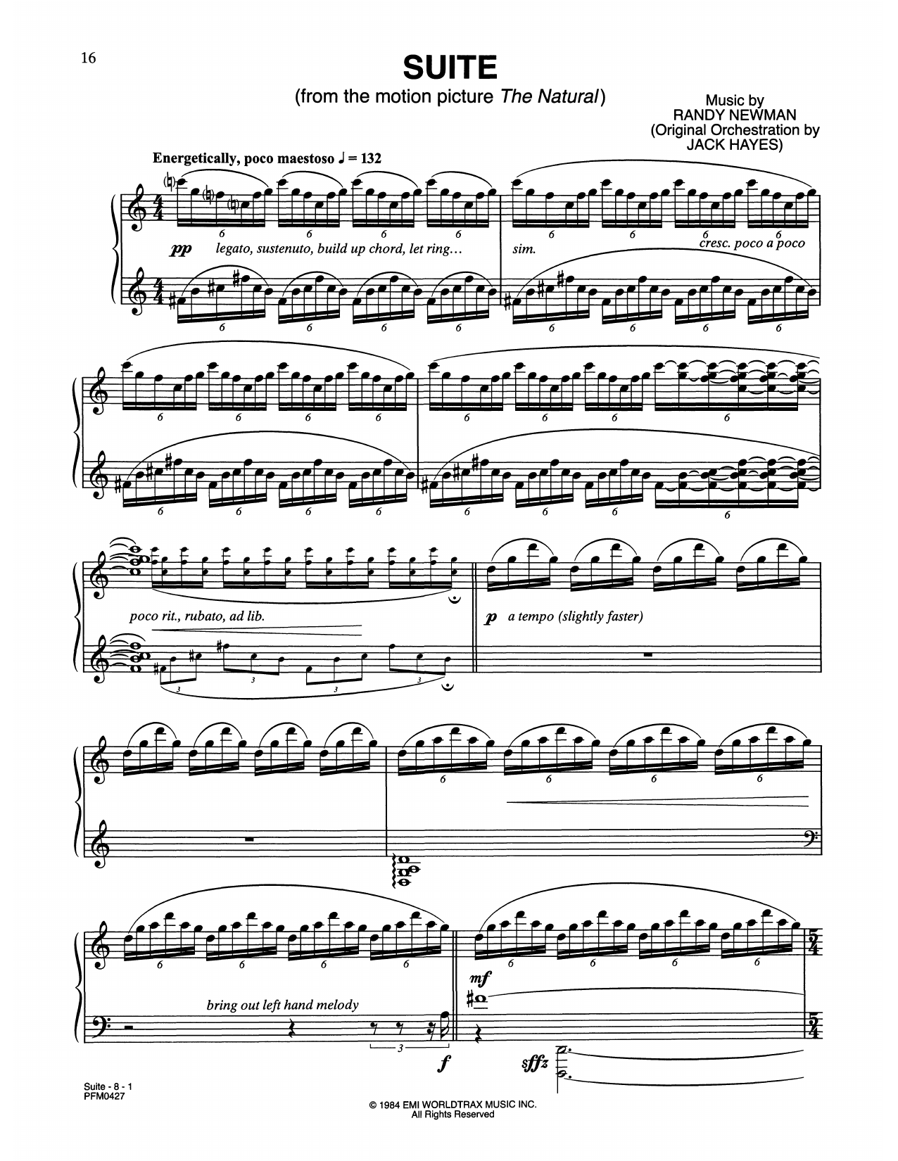 Randy Newman The Natural Sheet Music