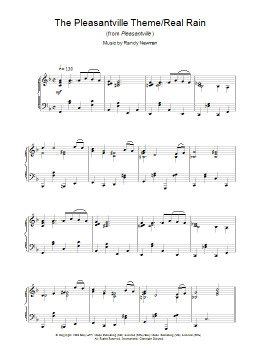 Randy Newman The Pleasantville Theme/Real Rain (from Pleasantville) Sheet Music