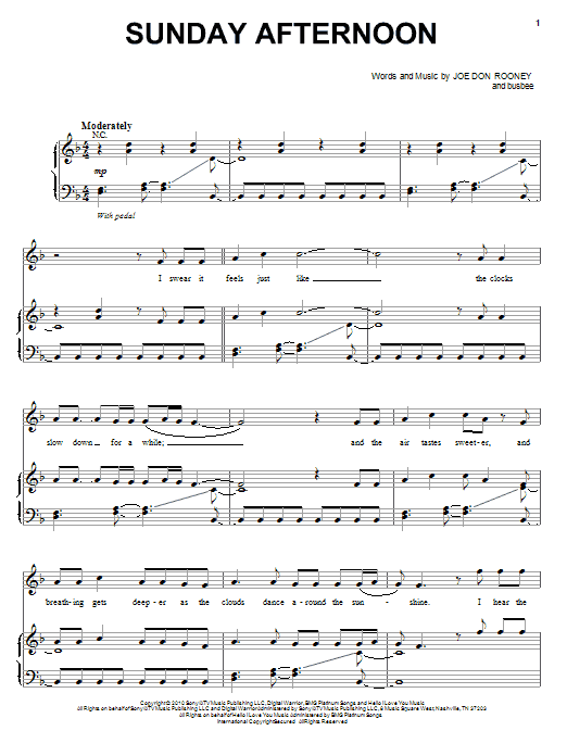 Rascal Flatts Sunday Afternoon Sheet Music
