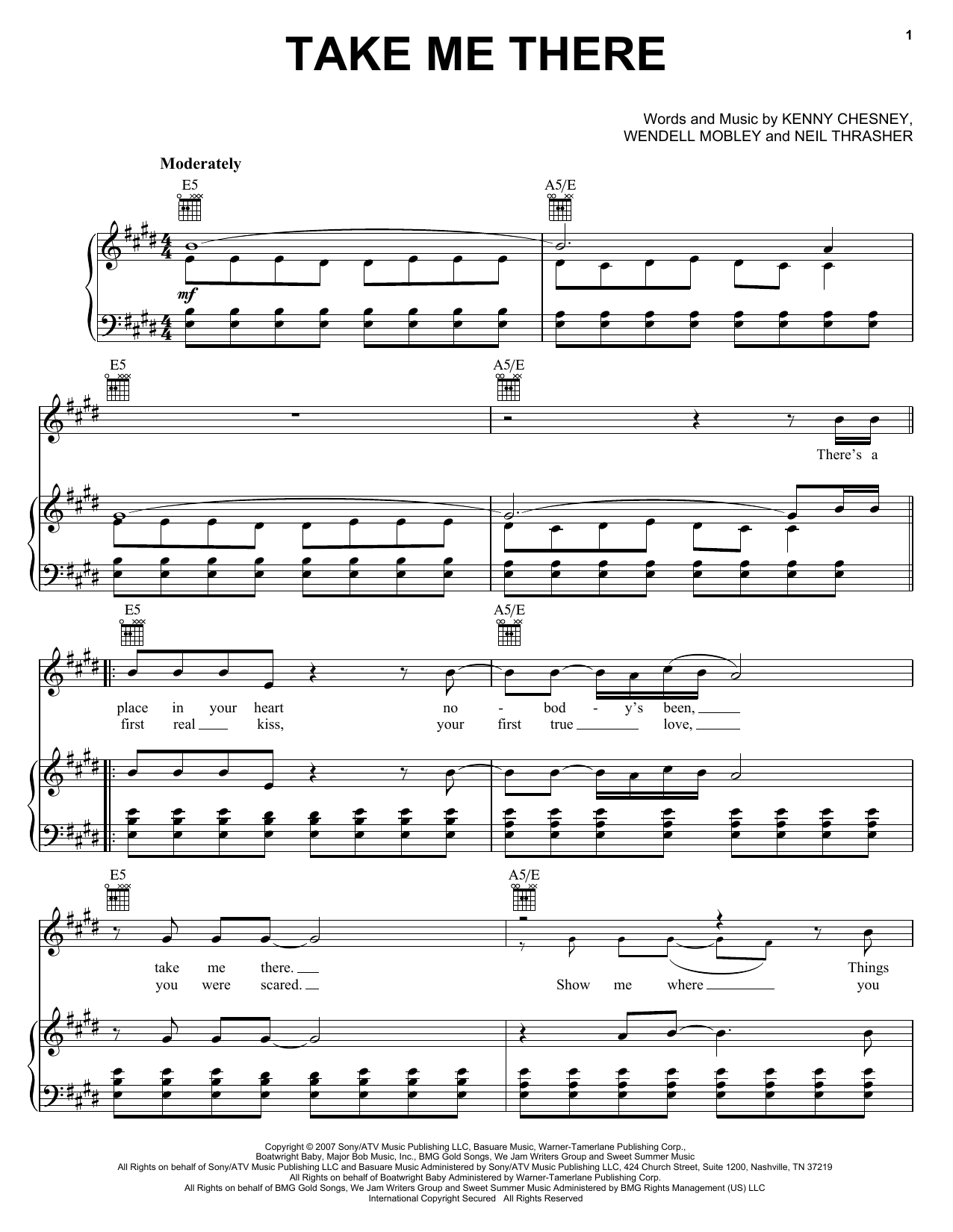 Rascal Flatts Take Me There Sheet Music