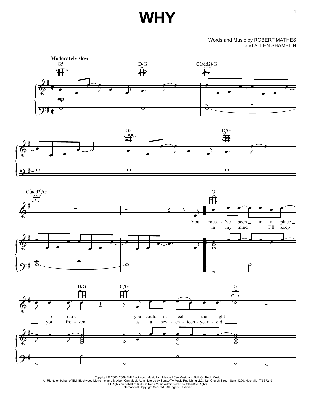 Rascal Flatts Why Sheet Music