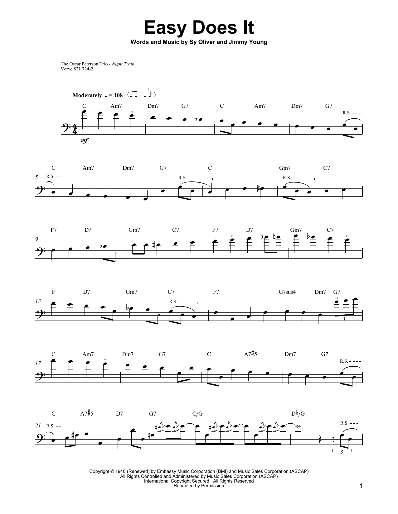 Ray Brown Easy Does It Sheet Music