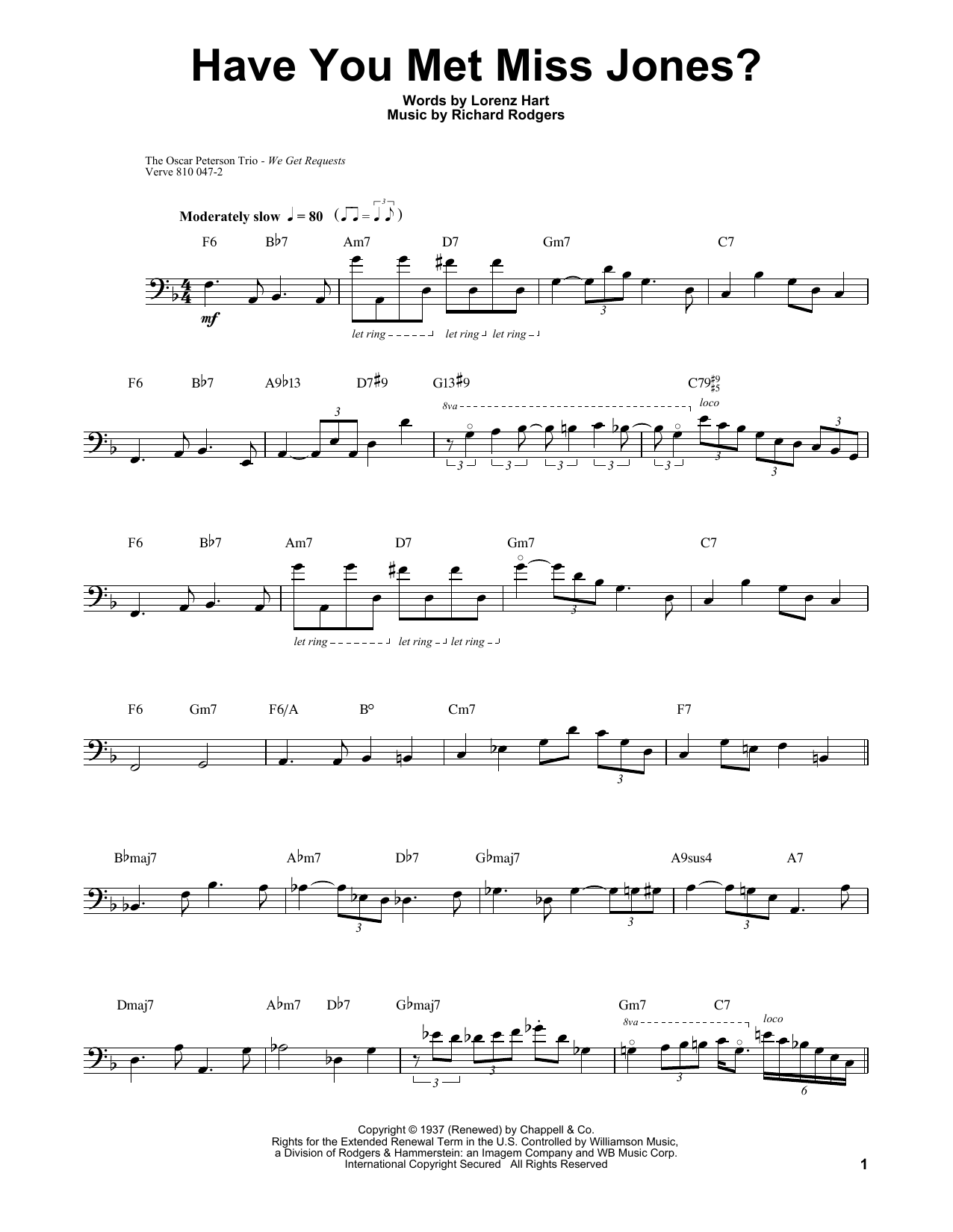 Ray Brown Have You Met Miss Jones? Sheet Music