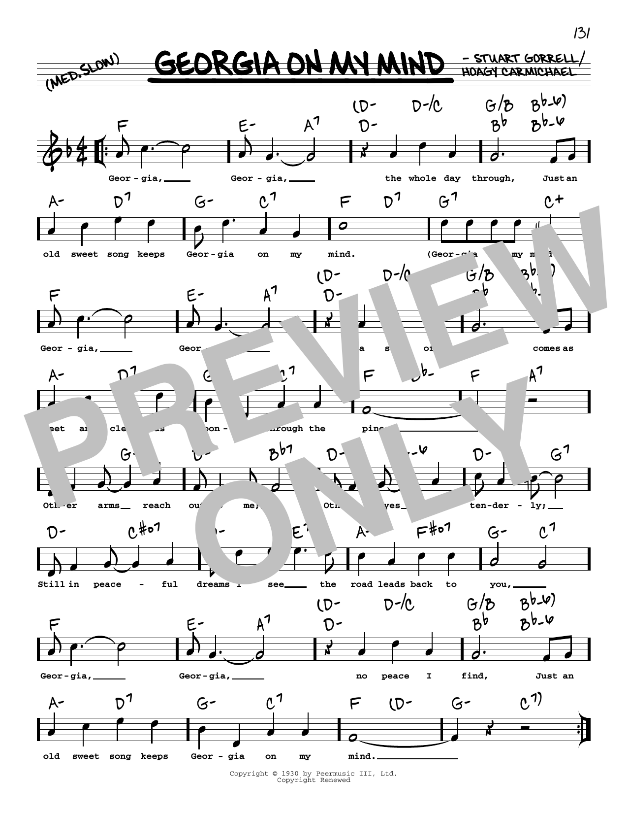 Ray Charles Georgia On My Mind (arr. Robert Rawlins) Sheet Music