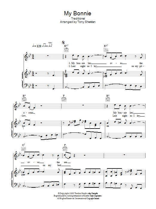 Ray Charles My Bonnie Sheet Music