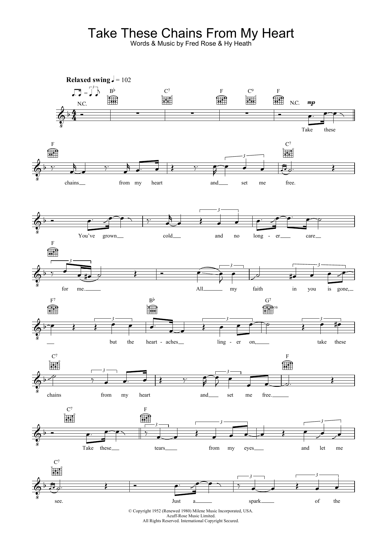 Ray Charles Take These Chains From My Heart Sheet Music