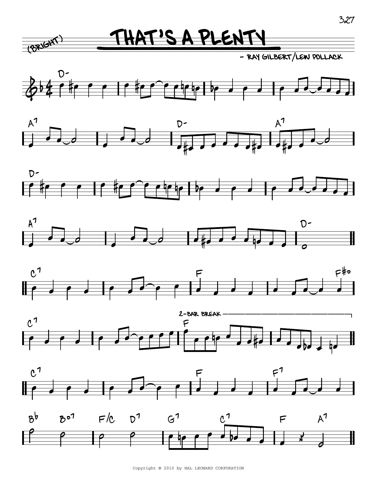 Ray Gilbert That's A Plenty (arr. Robert Rawlins) Sheet Music
