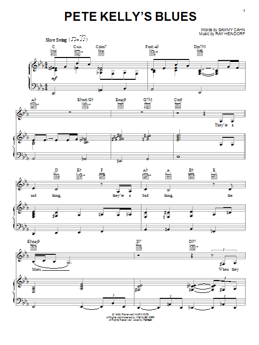 Ray Heindorf Pete Kelly's Blues Sheet Music