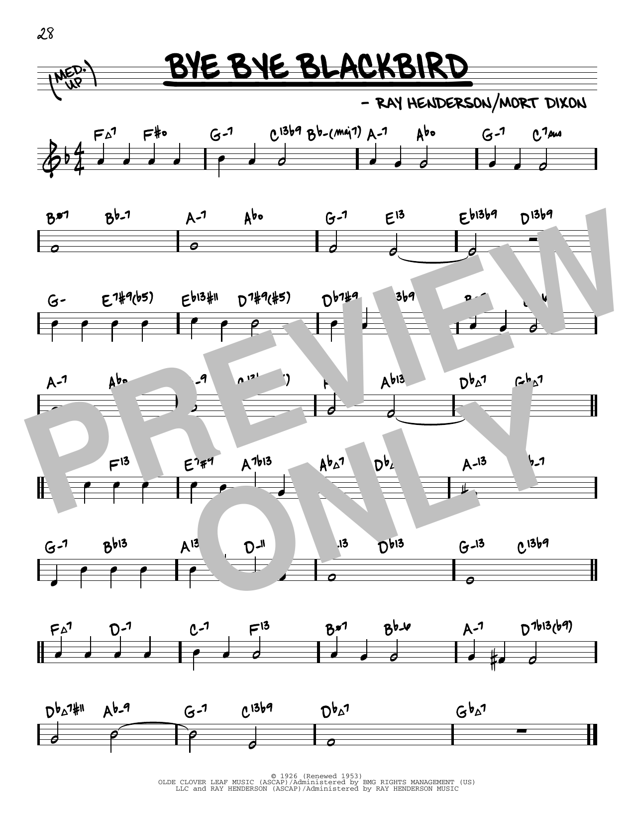 Ray Henderson Bye Bye Blackbird (arr. David Hazeltine) Sheet Music