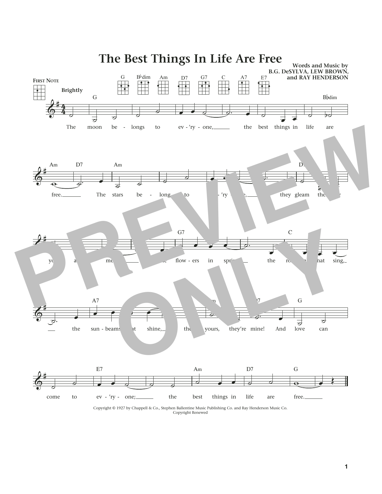 Ray Henderson The Best Things In Life Are Free (from The Daily Ukulele) (arr. Liz and Jim Belo Sheet Music