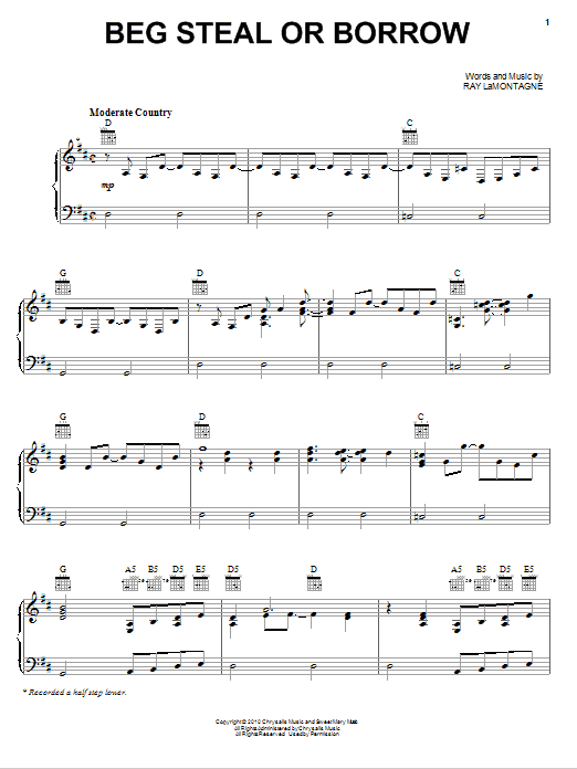 Ray LaMontagne and The Pariah Dogs Beg Steal Or Borrow Sheet Music