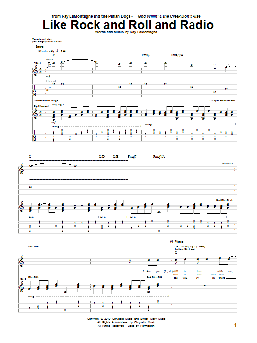 Ray LaMontagne and The Pariah Dogs Like Rock And Roll And Radio Sheet Music