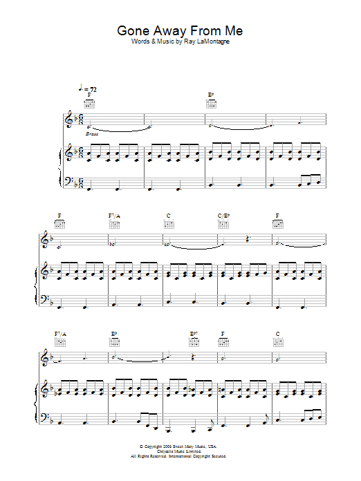 Ray LaMontagne Gone Away From Me Sheet Music