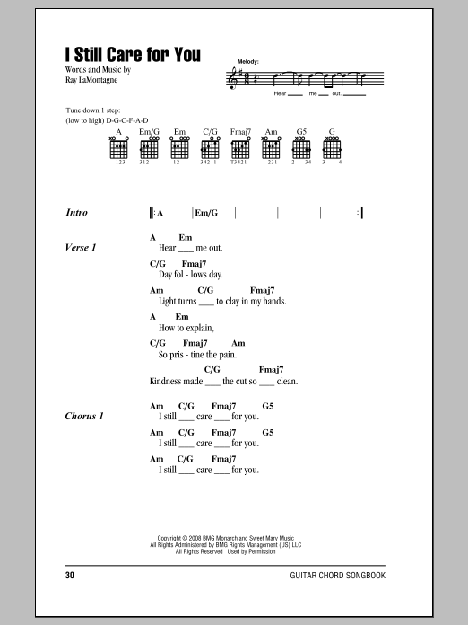 Ray LaMontagne I Still Care For You Sheet Music