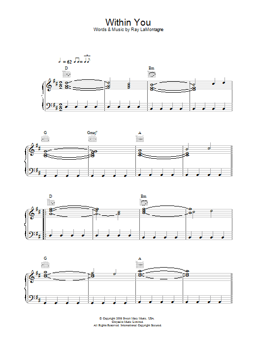 Ray LaMontagne Within You Sheet Music