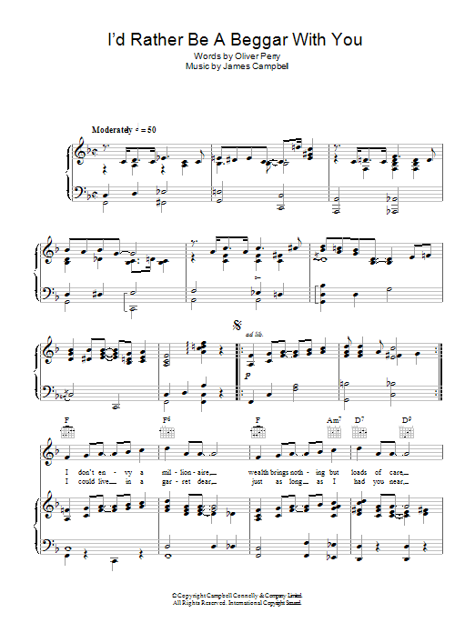 Ray Noble I'd Rather Be A Beggar With You Sheet Music