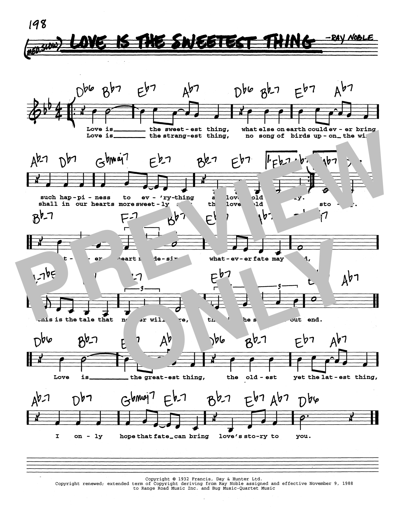 Ray Noble Love Is The Sweetest Thing (Low Voice) Sheet Music