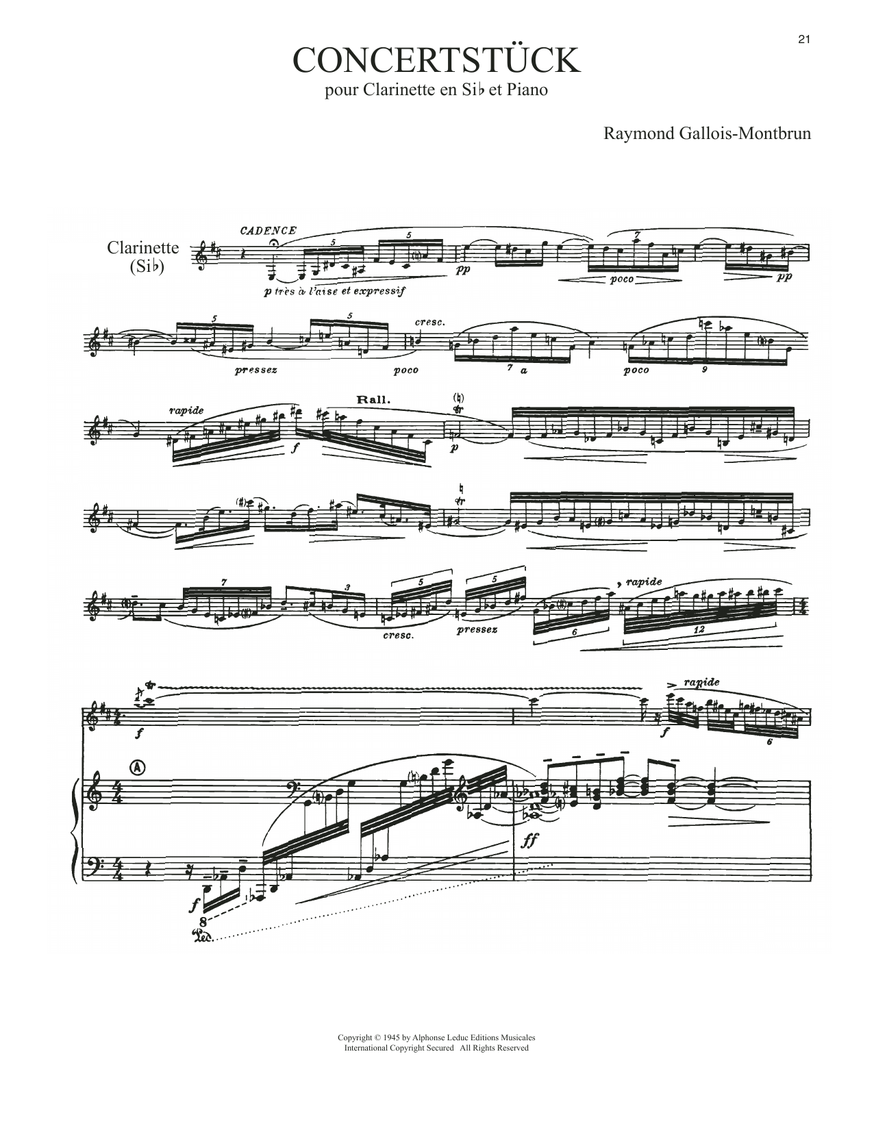 Raymond Gallois-Montbrun Concertstuck Sheet Music