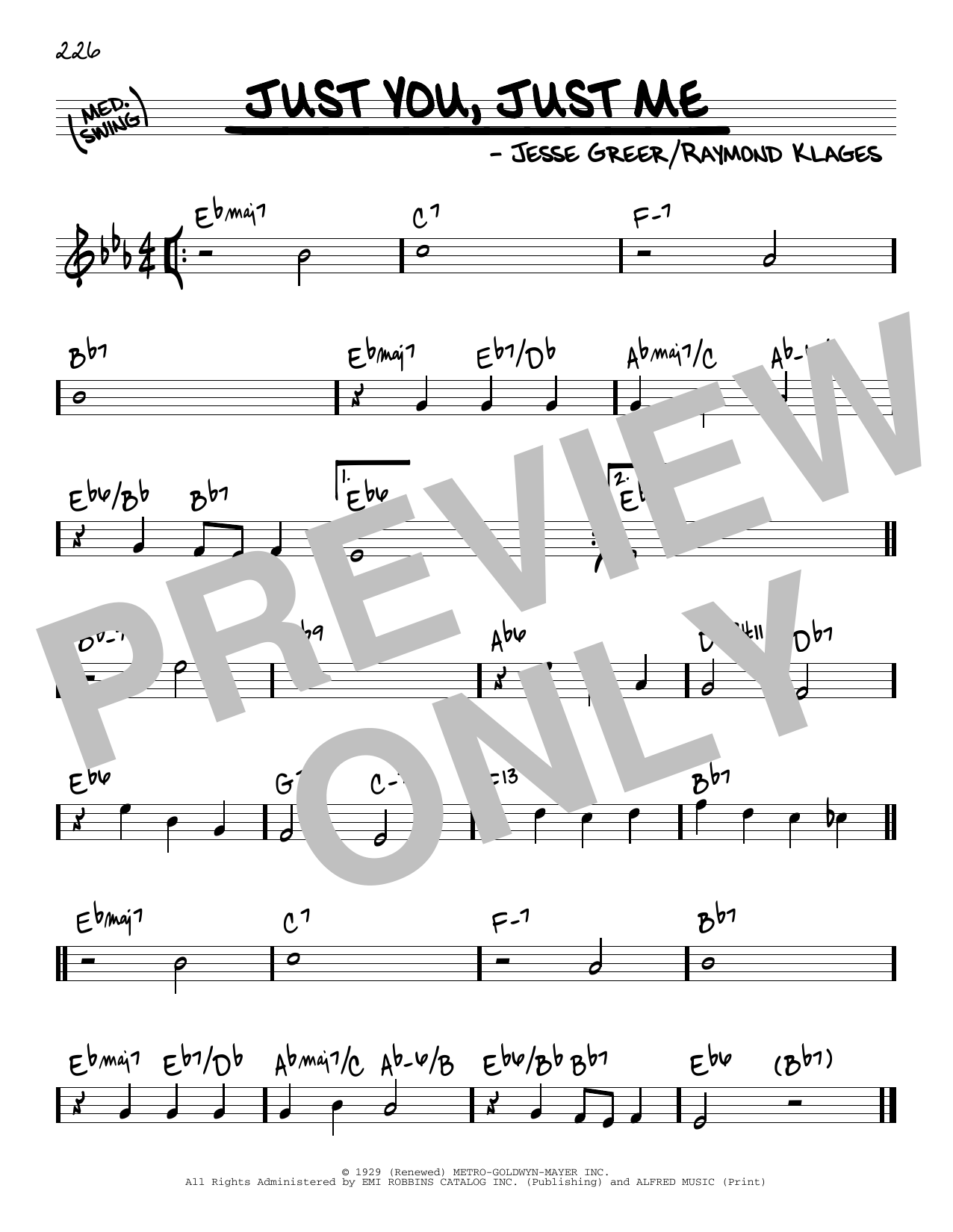 Raymond Klages Just You, Just Me Sheet Music
