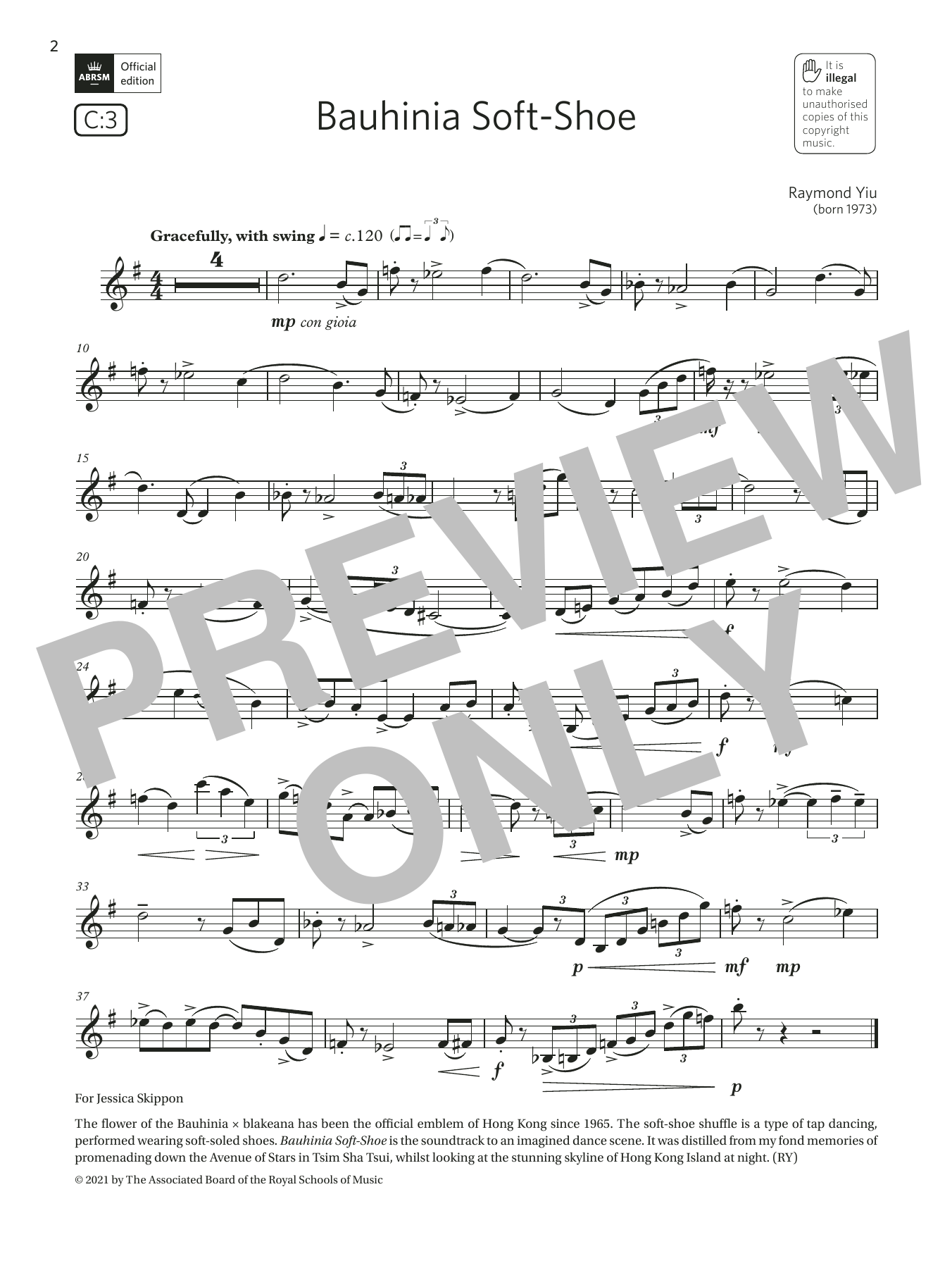 Raymond Yiu Bauhinia Soft-Shoe (Grade 4 List C3 from the ABRSM Clarinet syllabus from 2022) Sheet Music