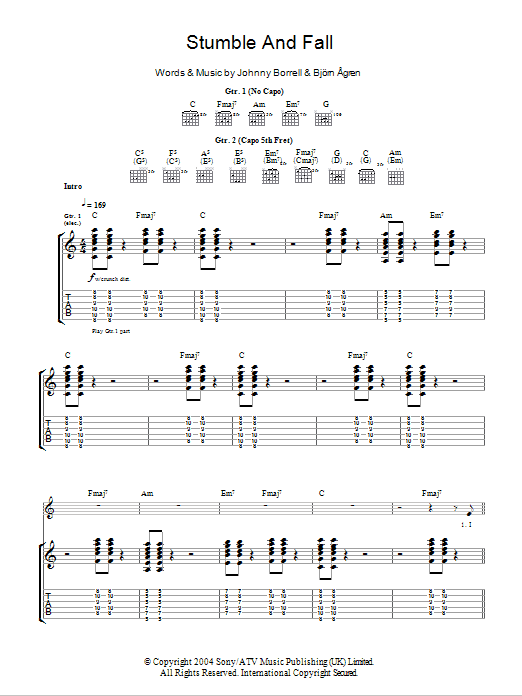Razorlight Stumble And Fall Sheet Music