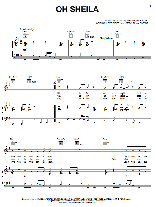 Ready For The World Oh Sheila Sheet Music