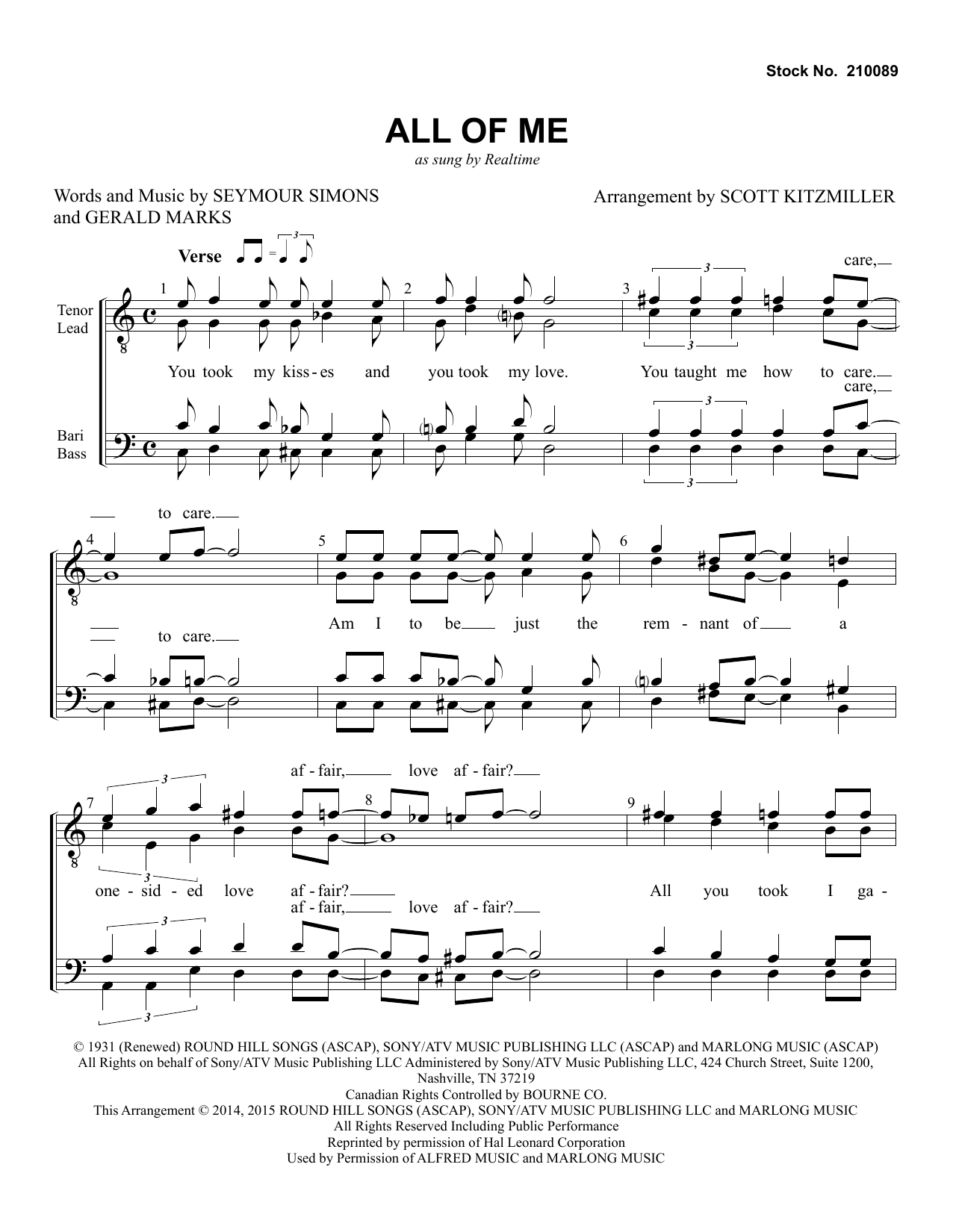 Realtime All Of Me (arr. Scott Kitzmiller) Sheet Music