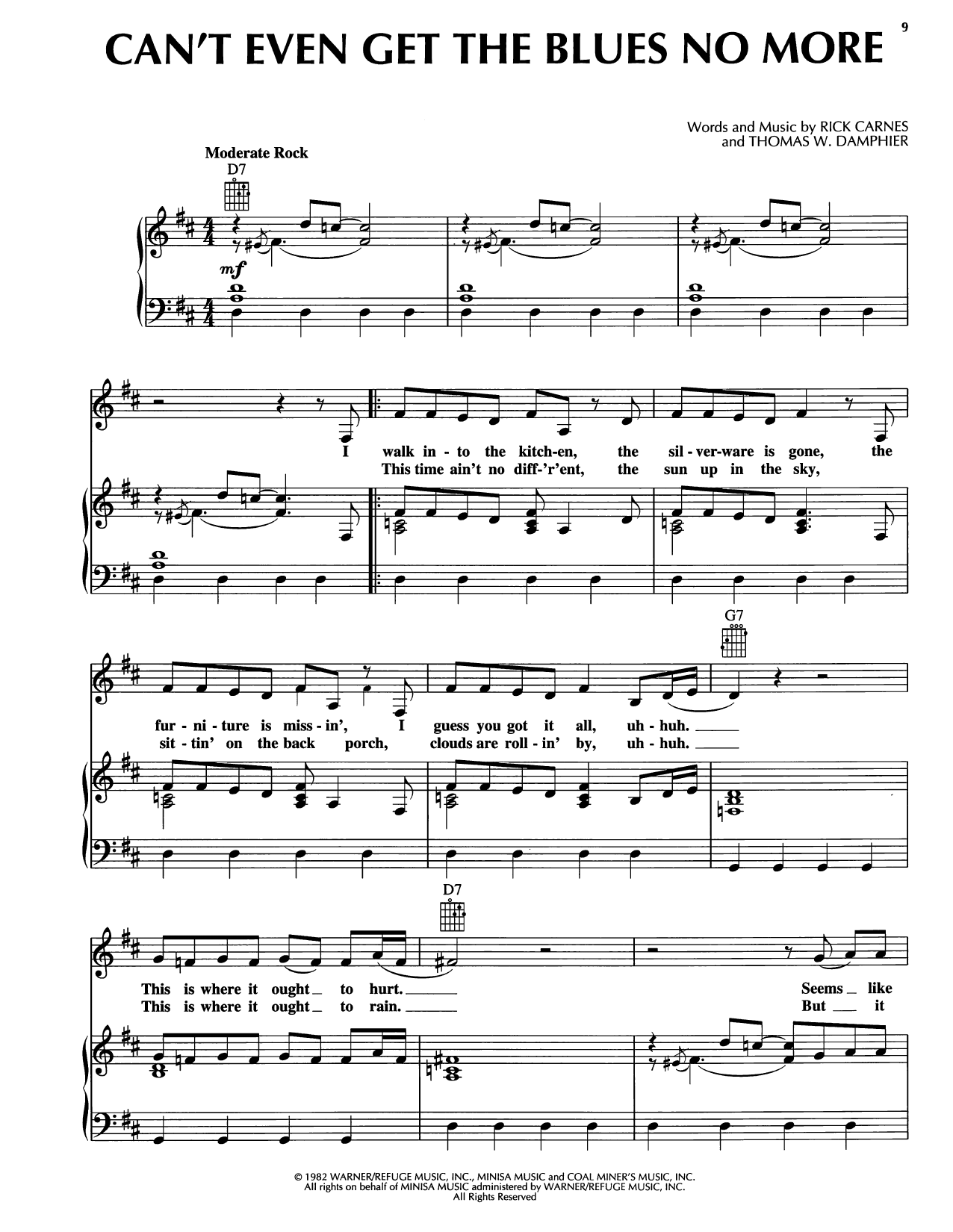 Reba McEntire Can't Even Get The Blues No More Sheet Music