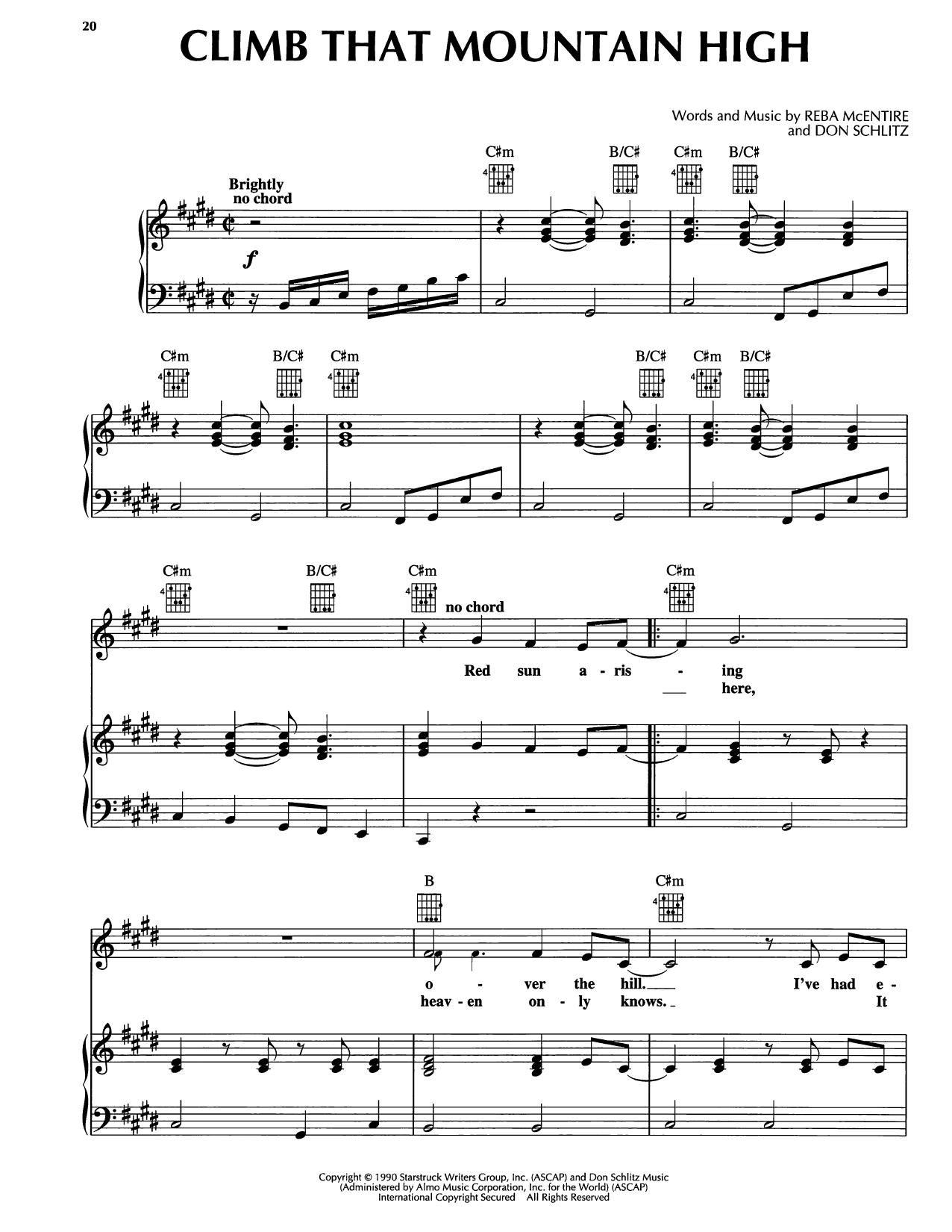 Reba McEntire Climb That Mountain High Sheet Music