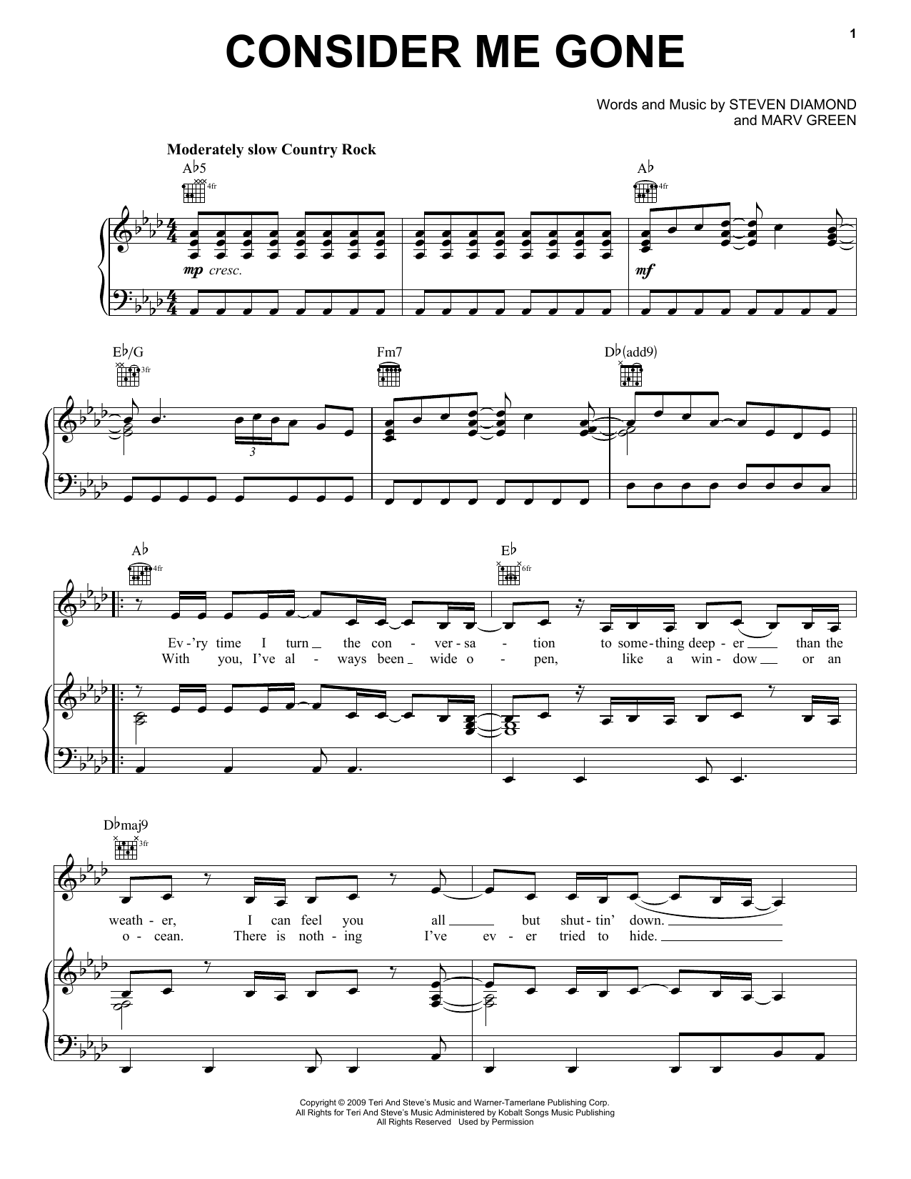 Reba McEntire Consider Me Gone Sheet Music