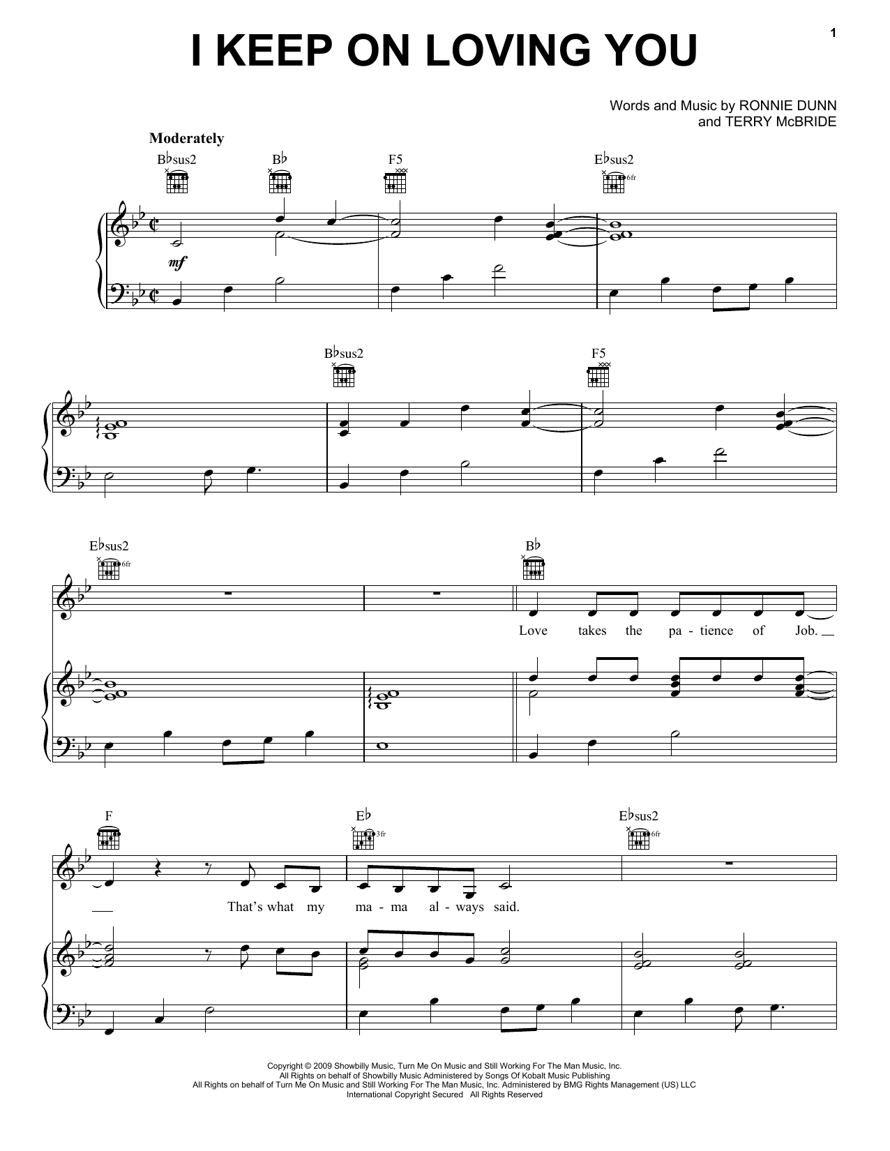 Reba McEntire I Keep On Loving You Sheet Music