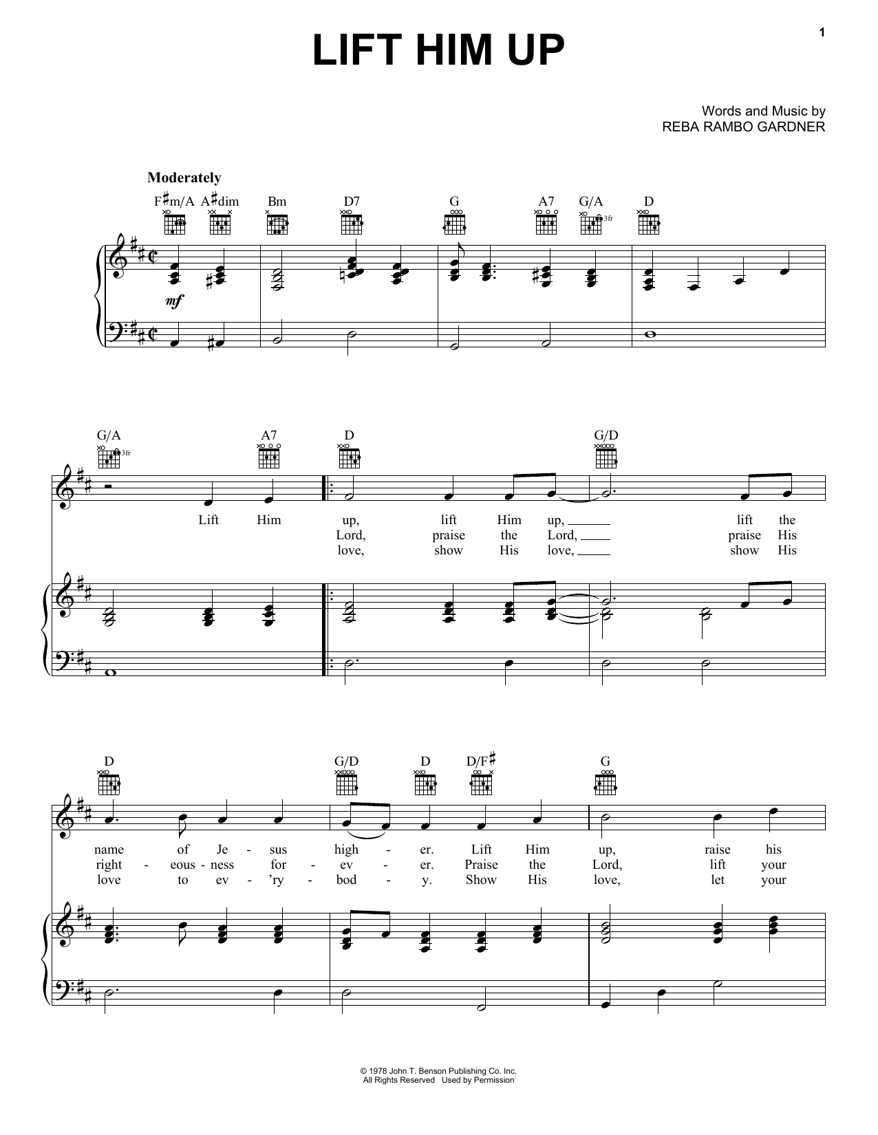 Reba Rambo Gardner Lift Him Up Sheet Music