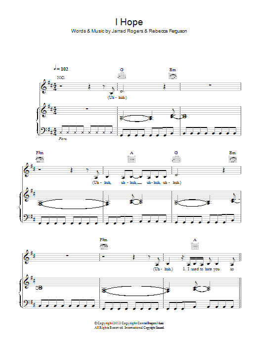 Rebecca Ferguson I Hope Sheet Music