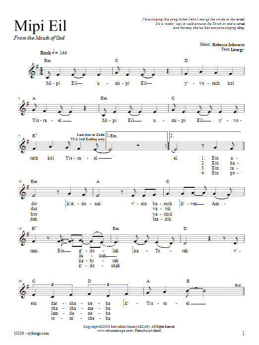 Rebecca Schwartz Mipi Eil Sheet Music