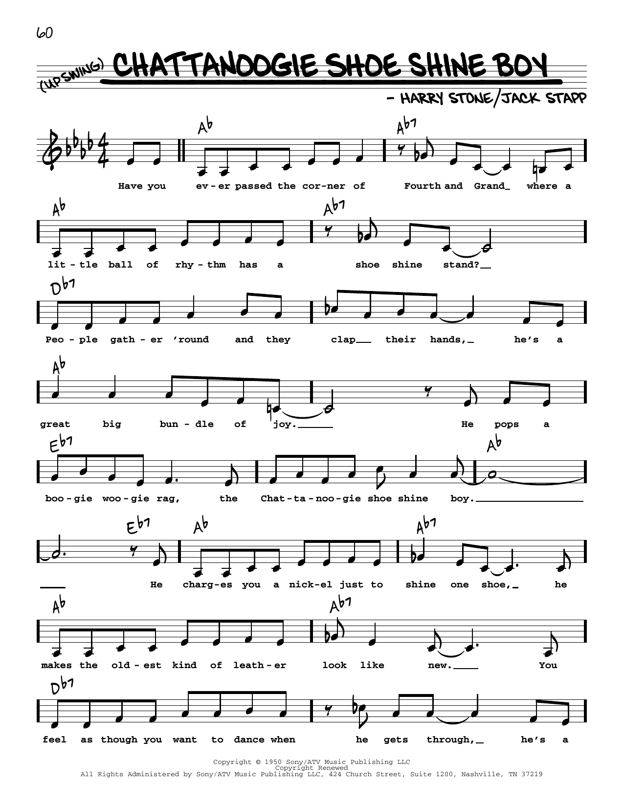 Red Foley Chattanoogie Shoe Shine Boy (Low Voice) Sheet Music
