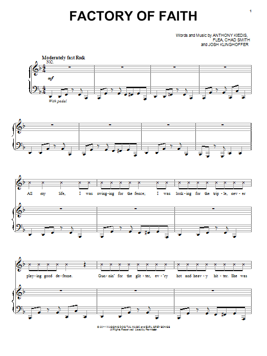Red Hot Chili Peppers Factory Of Faith Sheet Music