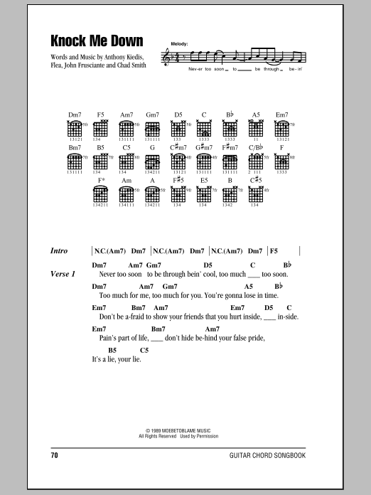 Red Hot Chili Peppers Knock Me Down Sheet Music