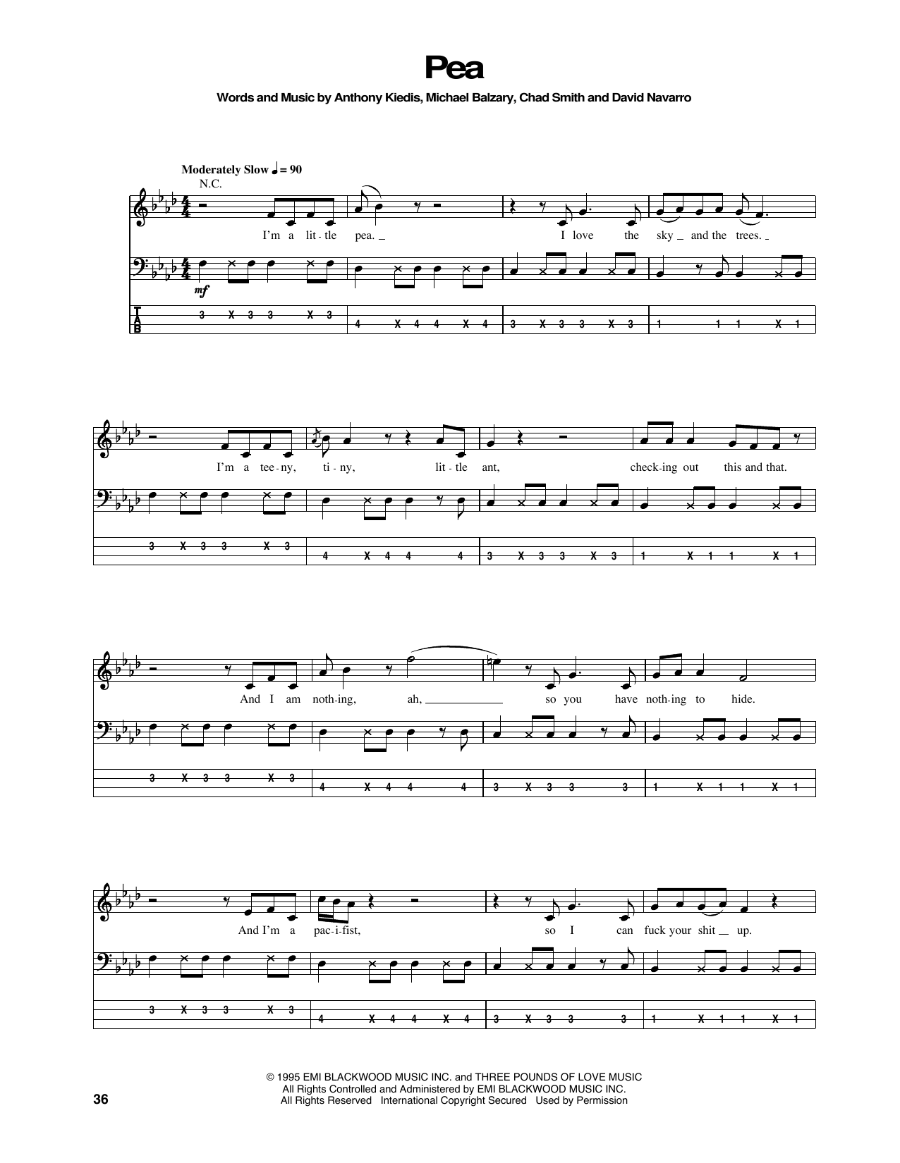 Red Hot Chili Peppers Pea Sheet Music