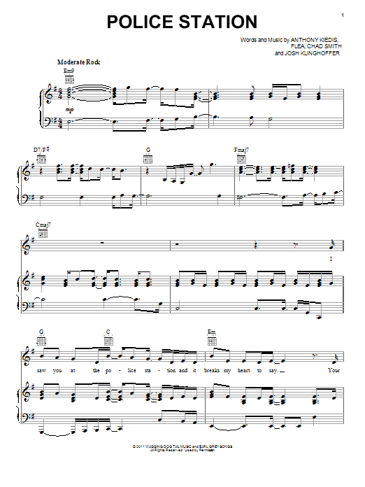Red Hot Chili Peppers Police Station Sheet Music