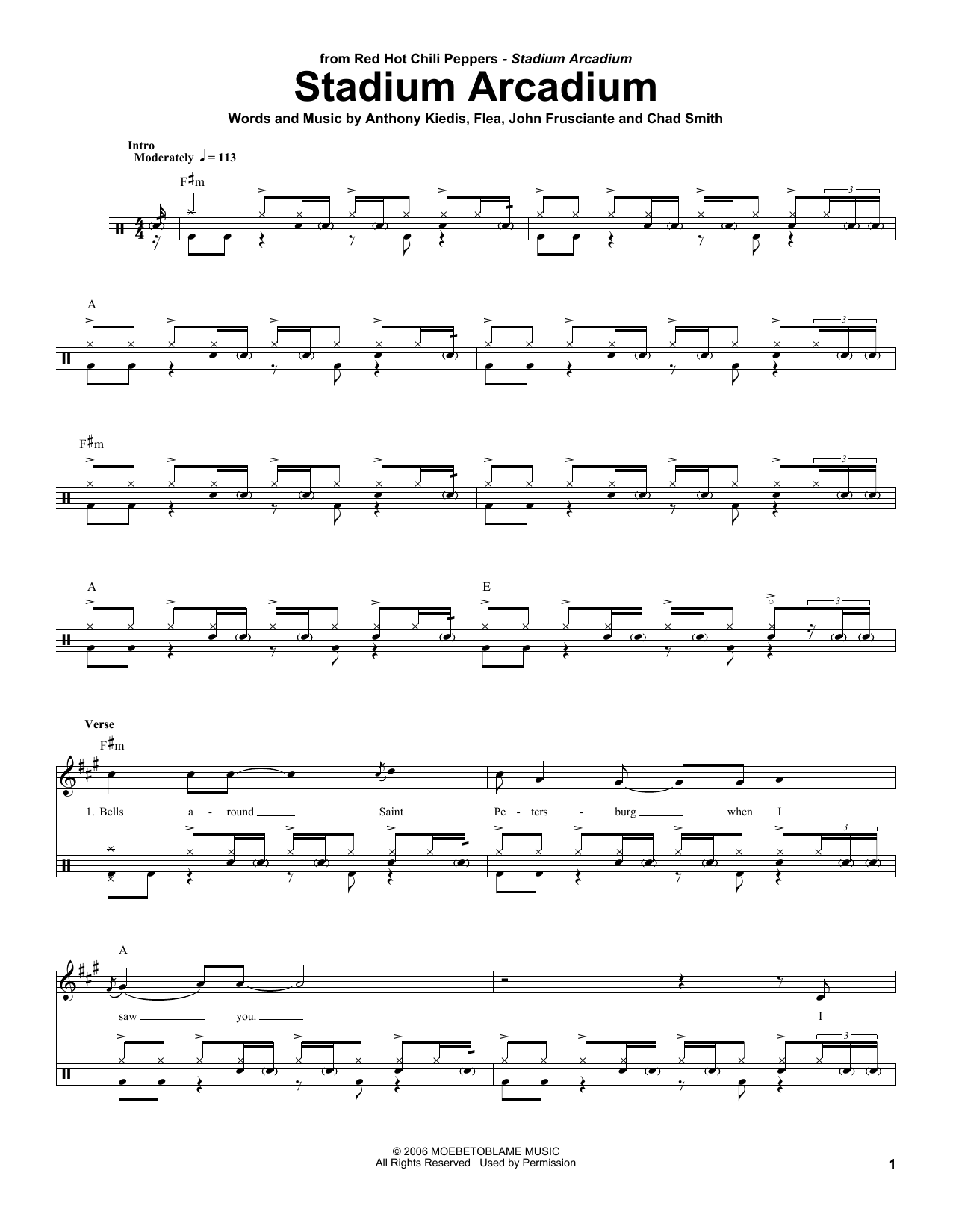 Red Hot Chili Peppers Stadium Arcadium Sheet Music