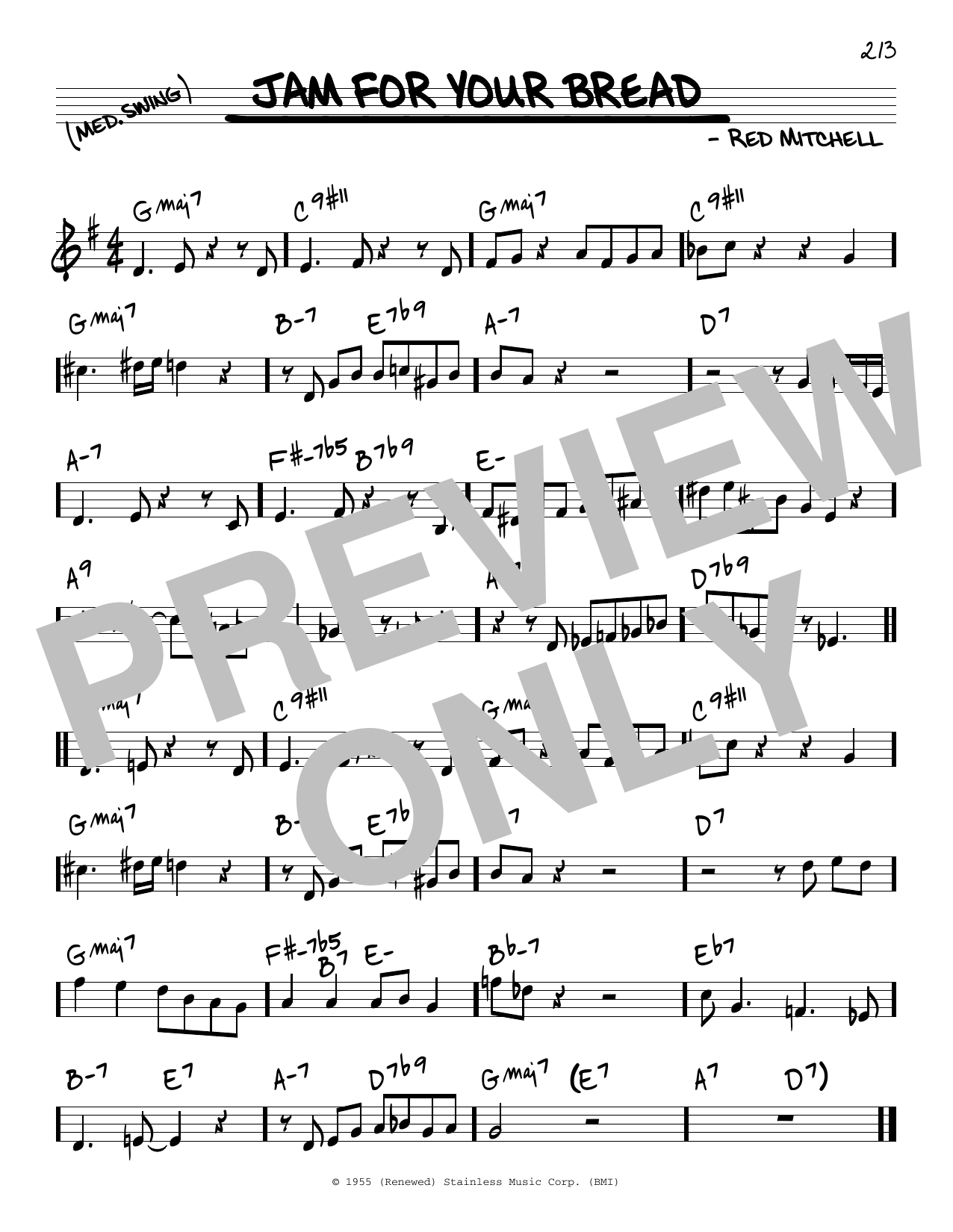 Red Mitchell Jam For Your Bread Sheet Music