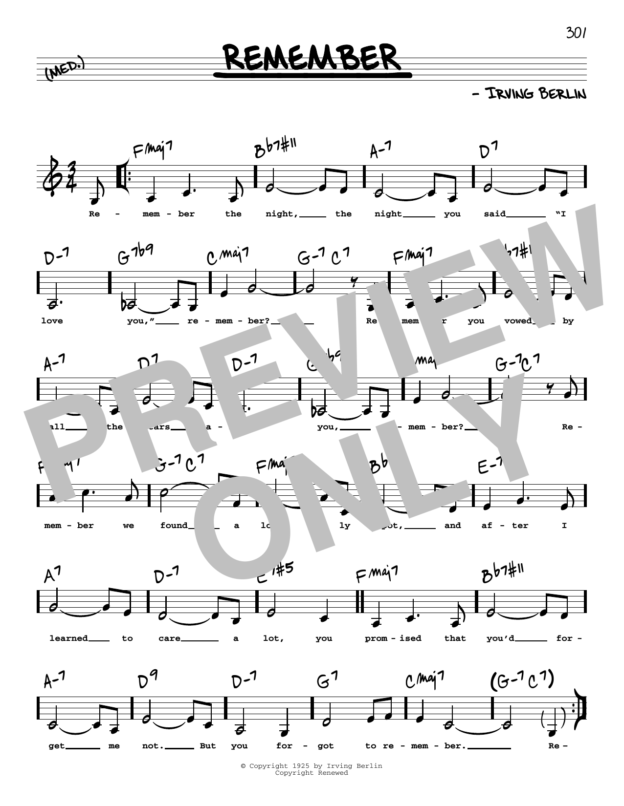 Red Norvo Remember (Low Voice) Sheet Music