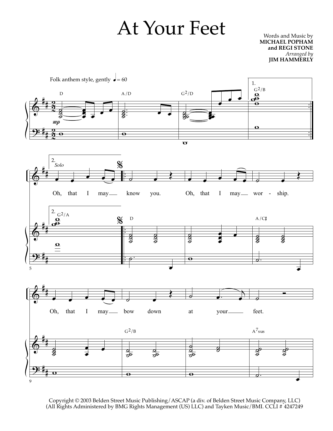 Regi Stone At Your Feet Sheet Music
